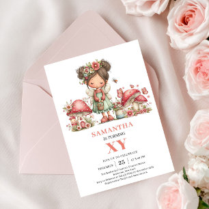 Invitación de Cumpleaños 7 de Hada Rosa Lindo con 