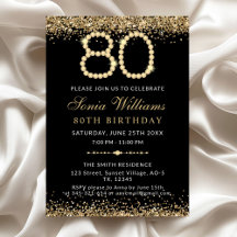 Invitación de cumpleaños 80 a Black Gold Diamonds