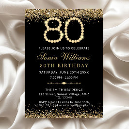 Invitación de cumpleaños 80 a Black Gold Diamonds