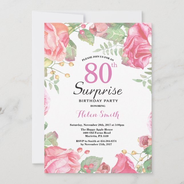 Invitación de cumpleaños 80 a la empresa Botánica  (Anverso)
