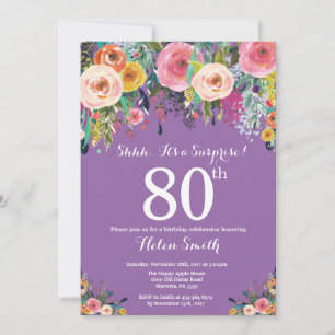 Invitación de cumpleaños 80 a la sorpresa de la mo