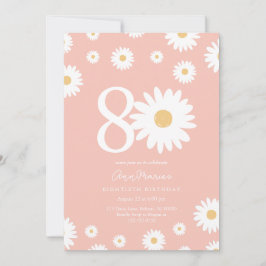 Invitación de cumpleaños 80 de Pink Daisy