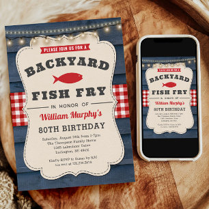 Invitación de cumpleaños 80 Fish Fry Fry
