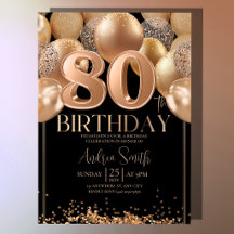 Invitación de cumpleaños 80 glamuroso Rosa Negra D