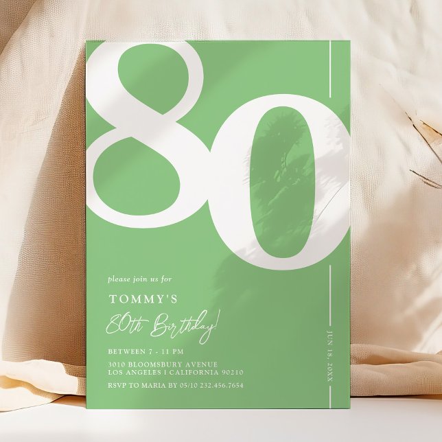 Invitación de cumpleaños 80 moderno verde (Subido por el creador)
