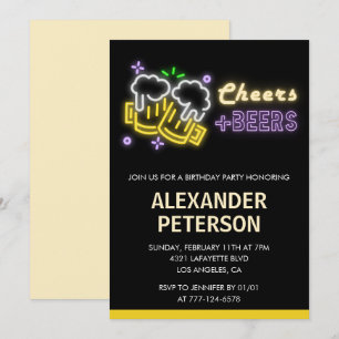 invitación de cumpleaños 80 negro Hombres Cerveza 