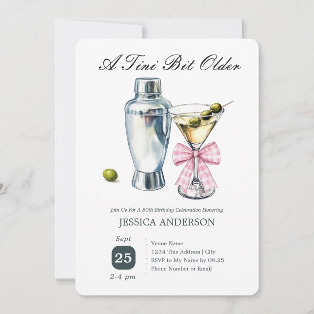 Invitación de cumpleaños 80 Oliva Un Poco Más Viej (Anverso)