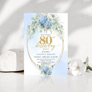 Invitación de cumpleaños 80 Romantic Blue Garden F