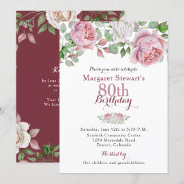 Invitación de cumpleaños 80 Rosa de un país rosa d