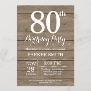 Invitación de cumpleaños 80 rustica