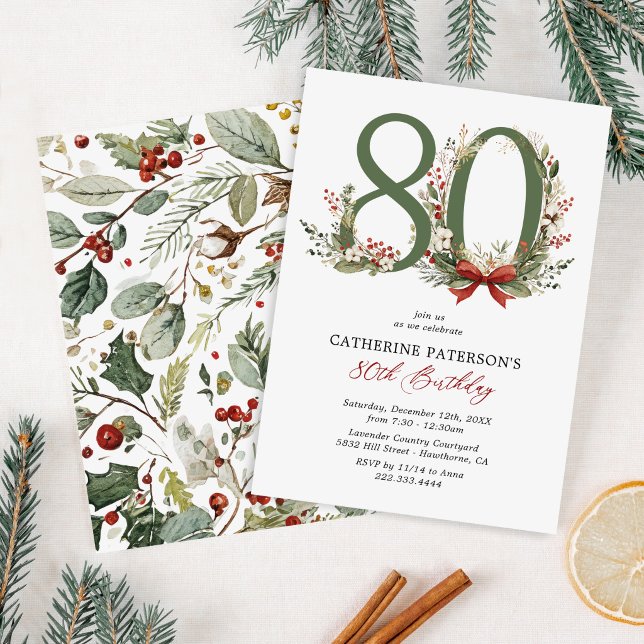 Invitación de cumpleaños 80 rústico de invierno (Subido por el creador)