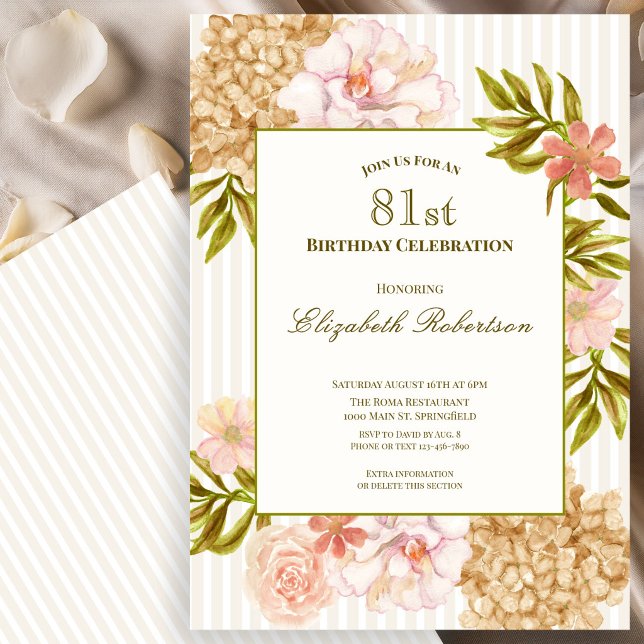 Invitación de cumpleaños 81 Elegantes Flores de Ot (Subido por el creador)