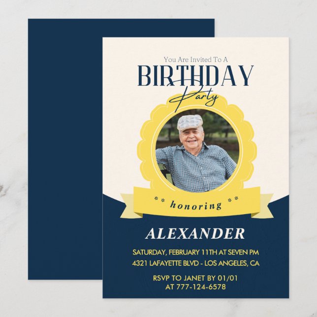 invitación de cumpleaños 81 Moderno Chic  (Anverso / Reverso)