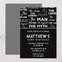 invitación de cumpleaños 82 negro para él Mito Ley