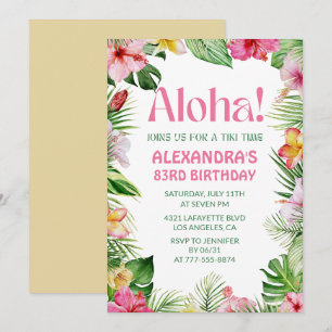 invitación de cumpleaños 83 hawaiano Floral Tropic