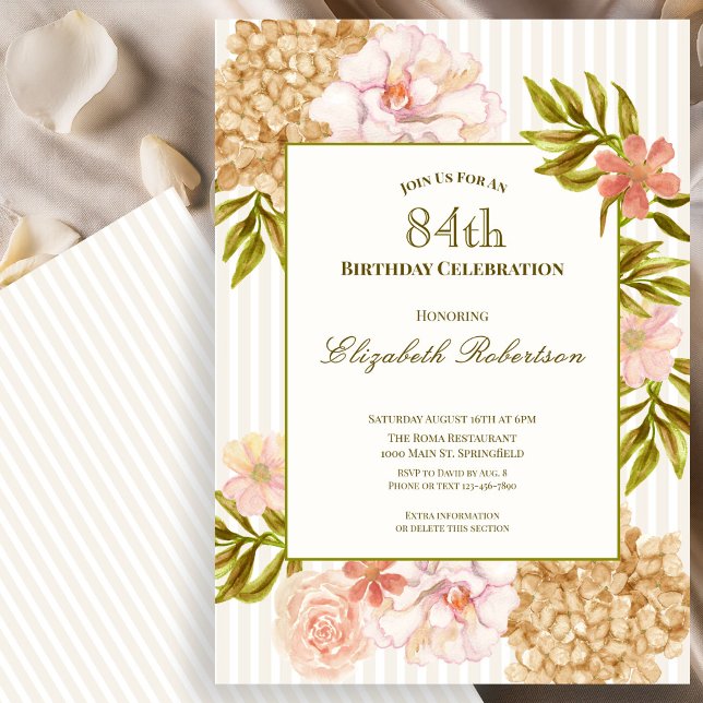 Invitación de cumpleaños 84 Elegantes Flores de Ot (Subido por el creador)