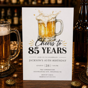 Invitación de cumpleaños 85 años con un brindis