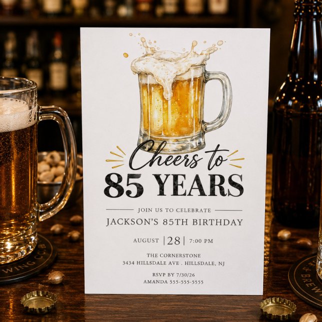 Invitación de cumpleaños 85 años con un brindis (Subido por el creador)