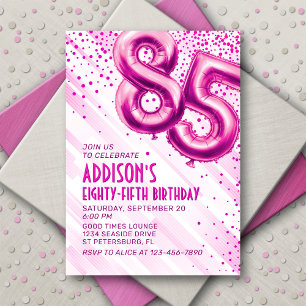 Invitación de cumpleaños 85 mujeres rosadas