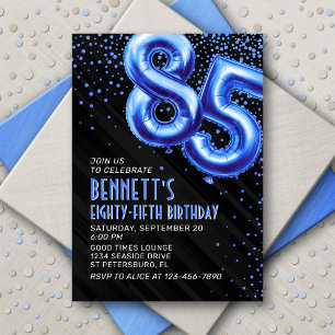 Invitación de cumpleaños 85th a Mens Blue