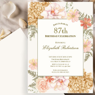 Invitación de cumpleaños 87 con colores de otoño f