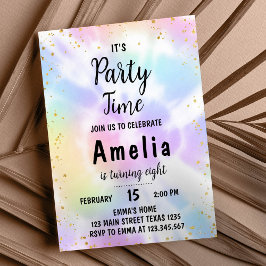 Invitación de cumpleaños 8 a Tie Dye