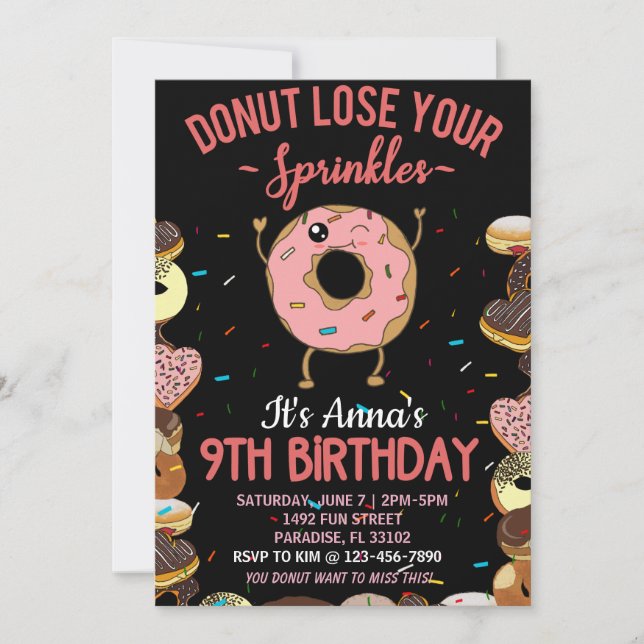Invitación de cumpleaños 9º Cumpleaños No Pierdas  (Anverso)