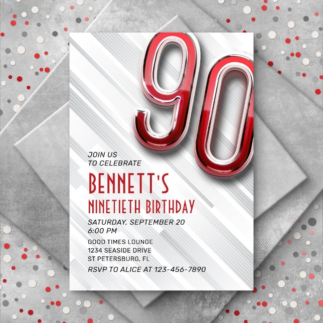 Invitación de cumpleaños 90 a adultos modernos (Subido por el creador)