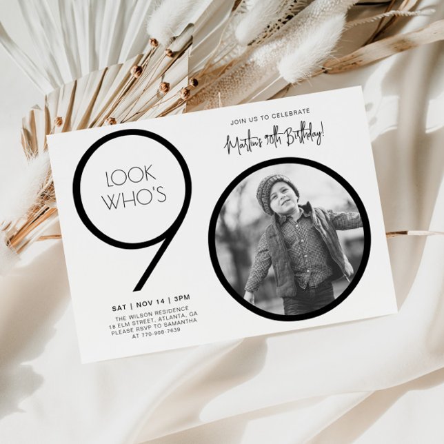 Invitación de cumpleaños 90 a la foto moderna (Subido por el creador)
