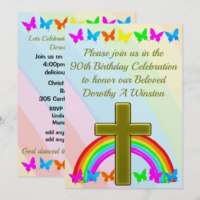 INVITACIÓN DE CUMPLEAÑOS 90 DE CRISTIANO DE bonito (Anverso / Reverso)
