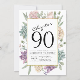Invitación de cumpleaños 90 de Floral