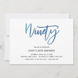 Invitación de cumpleaños 90 del Relieve metalizado