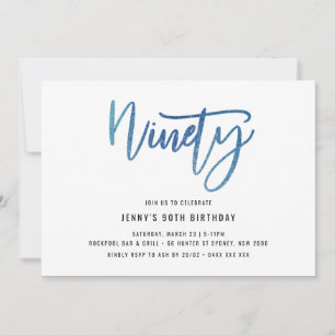 Invitación de cumpleaños 90 del Relieve metalizado