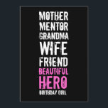 Invitación de cumpleaños 90 - Mamá hermosa héroe<br><div class="desc">Para su nonagésimo cumpleaños, algunas damas especiales han tenido un gran impacto en su mundo; madre, mentor, abuela, esposa, amiga, heroína y chica de cumpleaños. Aquí está la invitación perfecta para mostrar que se han dado cuenta. Personalízalo añadiendo el nombre de su Señoría, cambia algunas de las palabras si te...</div>