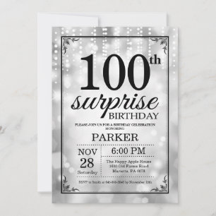 Invitación de cumpleaños 90 sorpresa con brillo pl