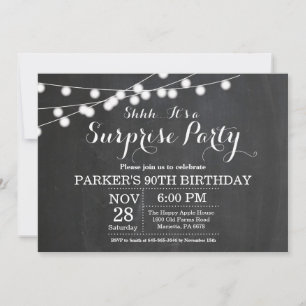 Invitación de cumpleaños 90 sorpresa pizarra