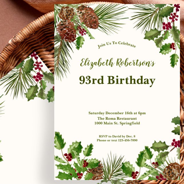 Invitación de cumpleaños 93 Elegante Vegetación de (Subido por el creador)