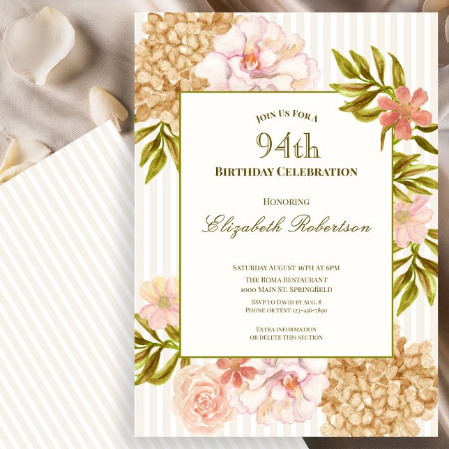 Invitación de cumpleaños 94 Elegantes Flores de Ot (Subido por el creador)