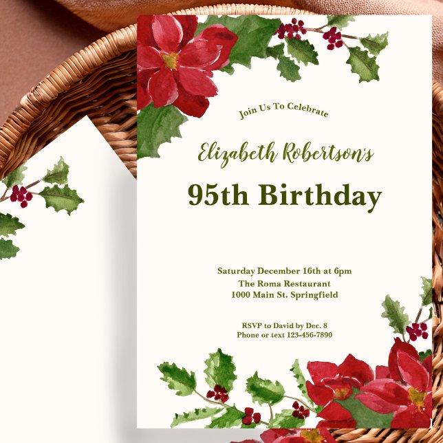 Invitación de cumpleaños 95 elegante con vegetació (Subido por el creador)