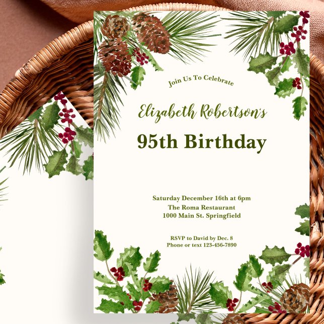 Invitación de cumpleaños 95 Elegante Vegetación de (Subido por el creador)