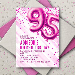 Invitación de cumpleaños 95 mujeres rosadas