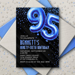 Invitación de cumpleaños 95th a Mens Blue