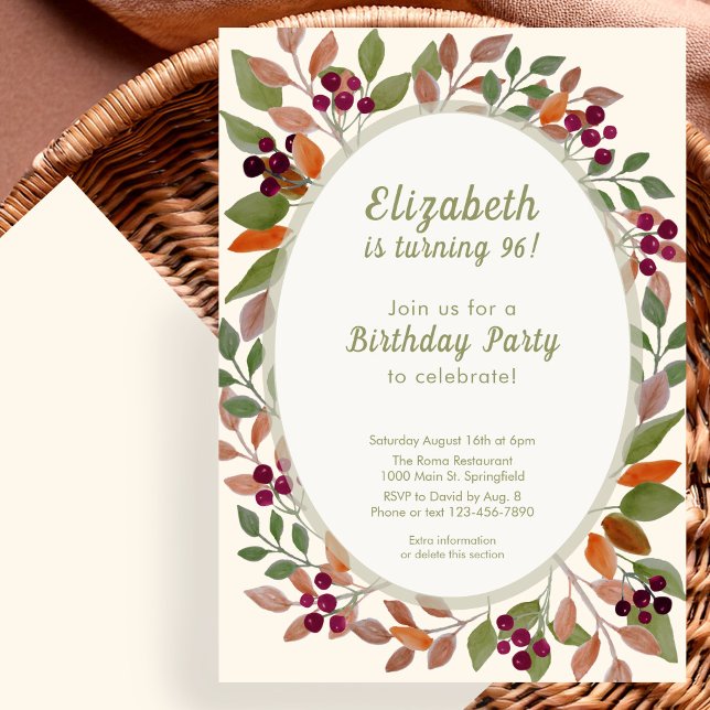 Invitación de cumpleaños 96 de hojas de otoño verd (Subido por el creador)