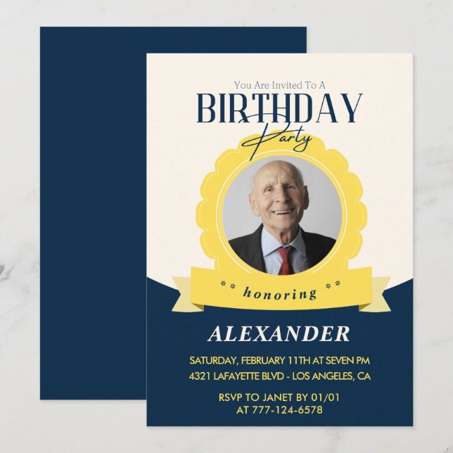 Invitación de cumpleaños 98 Modern Chic (Anverso / Reverso)