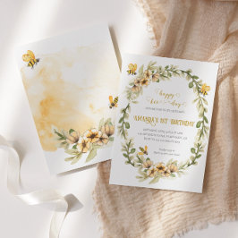 Invitación de cumpleaños a acuarela feliz día de a