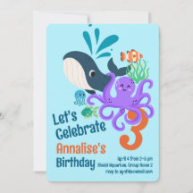 Invitación de cumpleaños a acuario submarino