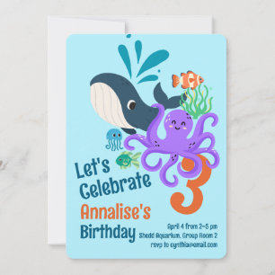 Invitación de cumpleaños a acuario submarino