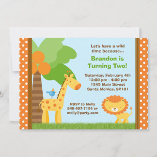 Invitación de cumpleaños a animales de la jungla