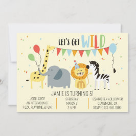 Invitación de cumpleaños a animales Fiestas de zoo