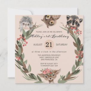 Invitación de cumpleaños a animales forestales